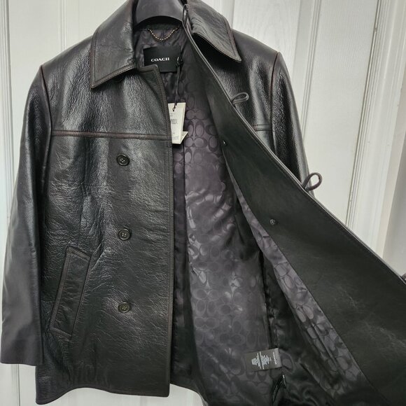 COACH Leather Peacoat Size M (Oversized) - Picture 7 of 15